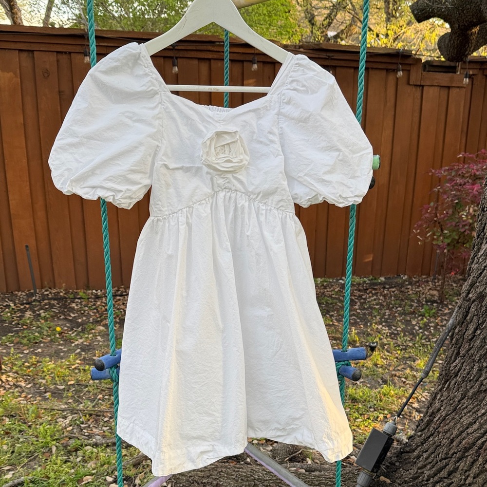 Zara White Puff Sleeve Kids Dress